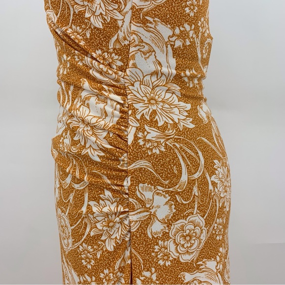 Joie NWT Burnt Orange and Off-White Floral V-Neck Sleeveless Midi Dress, Medium - Picture 6 of 17